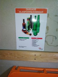 Recycling in Sweden - Colored glass packaging