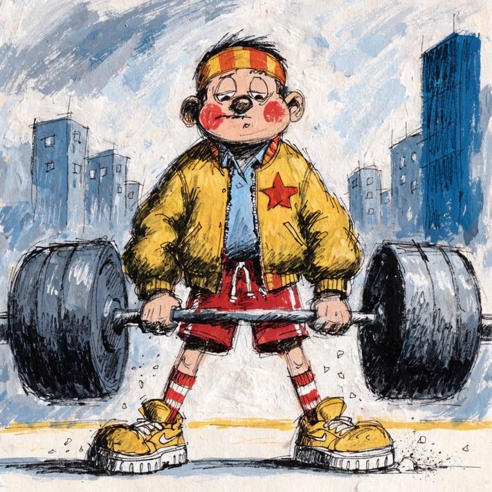 Goofy weightlifter